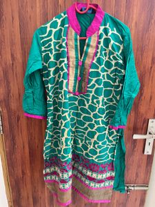 Green Printed Kurta
