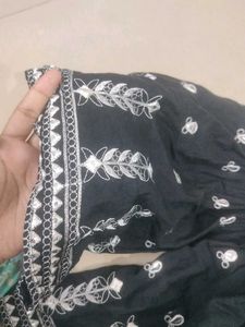 Black Embroidered Peplum Top