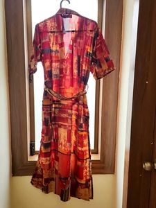 L Size Libas Kurti - Vibrant Red and Yellow Plaid