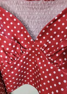SHEIN Red Polka Dots Crop Top