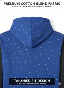 Blue Patterned Zip-Up Hoodie