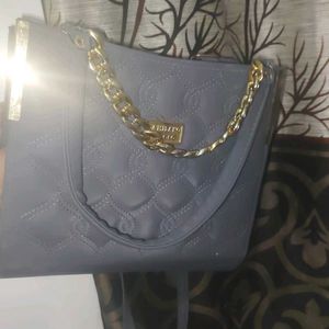 Gray Quilted Handbag