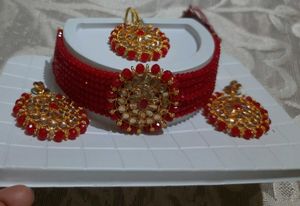 Red Kundan Jewelry Set