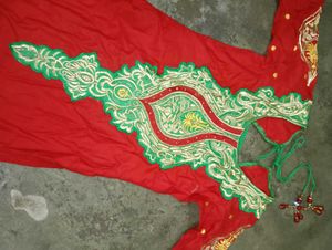 Red &amp; Green Embroidered suit