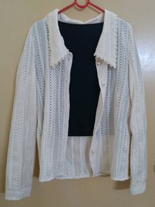 White Net Shirt With Black Inner