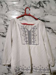 White Embroidered Blouse
