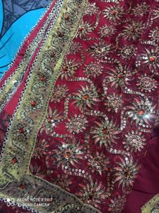 zari work red saree ( only one time wear)