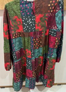Brand-new, unused Patchwork Print Tiered Dress