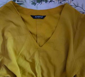 Mustard Top with Batwing Sleeves