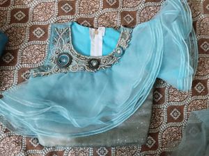 Sparkling light blue + grey lehenga