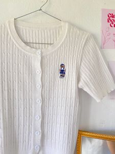 Cute White Cardigan Top