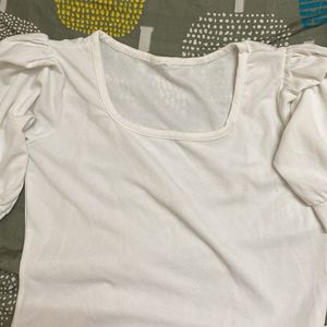 White Puff Sleeves Top