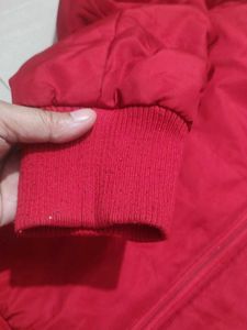 Red Faux Fur Trim Jacket JLO By Jennifer Lopez