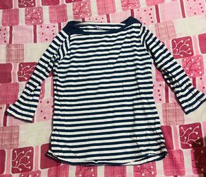 Striped Long Sleeve Tee With Free Shorts