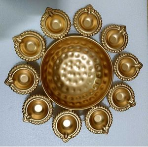 Brass &amp; Metal Flower Shape Diya