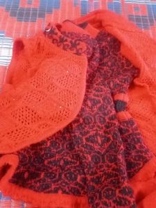 Red Knitted Baby Clothes Set