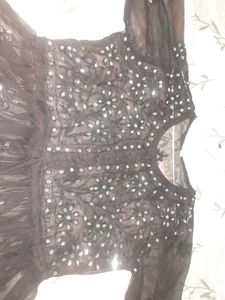 Embriodered Luckhnowi Black Top Short Kurti Tunic