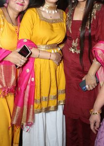 Stylish Yellow Kurta with White Sharara