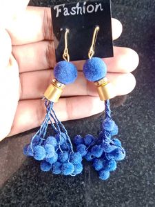 Funky Feather &amp;  Pom Earring