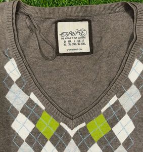 Imported Argyle Pattern Sweater