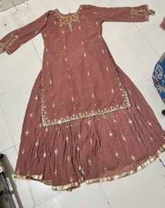 Elegant Brown &amp; Gold Embroidered Indian Outfit