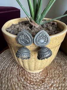 Oxidised Silver Jhumkas
