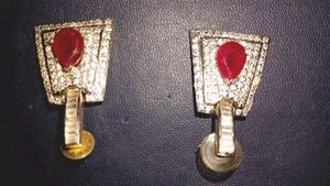 Statement Earrings with Ruby Accents