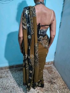 OFFER🥳Chiffon Designer Saree( No Blouse)🤎😍
