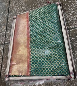 New Elegant Green Banarasi Saree