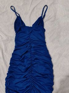 Blue Ruched Mini Dress