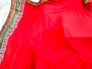 Red &amp; Gold Embroidered Saree