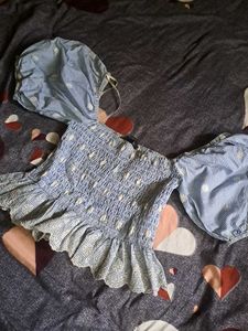 Blue Striped Stretchy Top