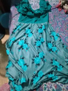 Floral Print Green Dress