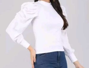 Puffy Full Sleeve Fancy White Top