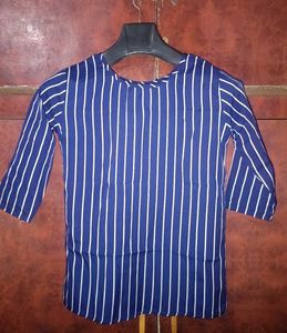Navy Blue Women&#39;s Casual Top – 3/4th Sleeves