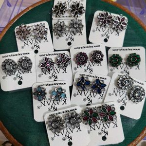 Any one (1) Oxidized Flower Stud Earrings -