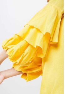 AND Yellow Ruffle Sleeves Shift Dress