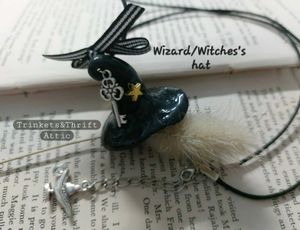 Handmade Wizard/Witch Hat Clay Charm Necklace