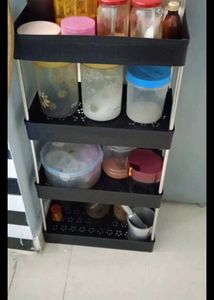 *4 COMPARTMENTS PLASTIC STAINLESS STEEL TROLLEY