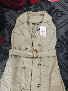 Khaki Sleeveless Trench Vest