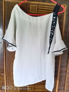 One Side Off Shoulder  White Top