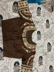 Brown Embroidered Saree Blouse