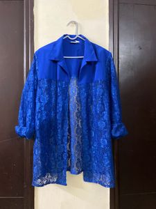 Blue Lace Open Cardigan Fits M-xxl