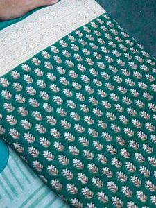 Green Floral Print Saree