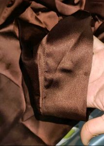 Brown Satin Midi Dress