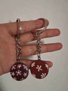 set of 2 handmade and handpainted keychains