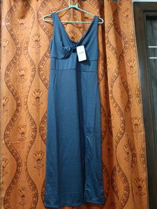 Elegant Grey Midi Slit Dress