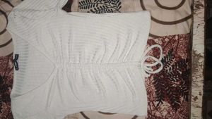 White Ribbed Knit Top