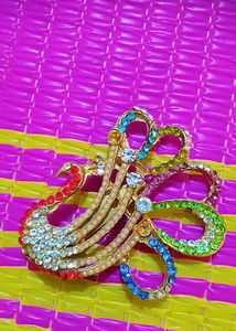 Rhinestone Peacock Brooch
