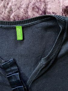 UCB Dark Blue Light Sweater With Stone Buttons